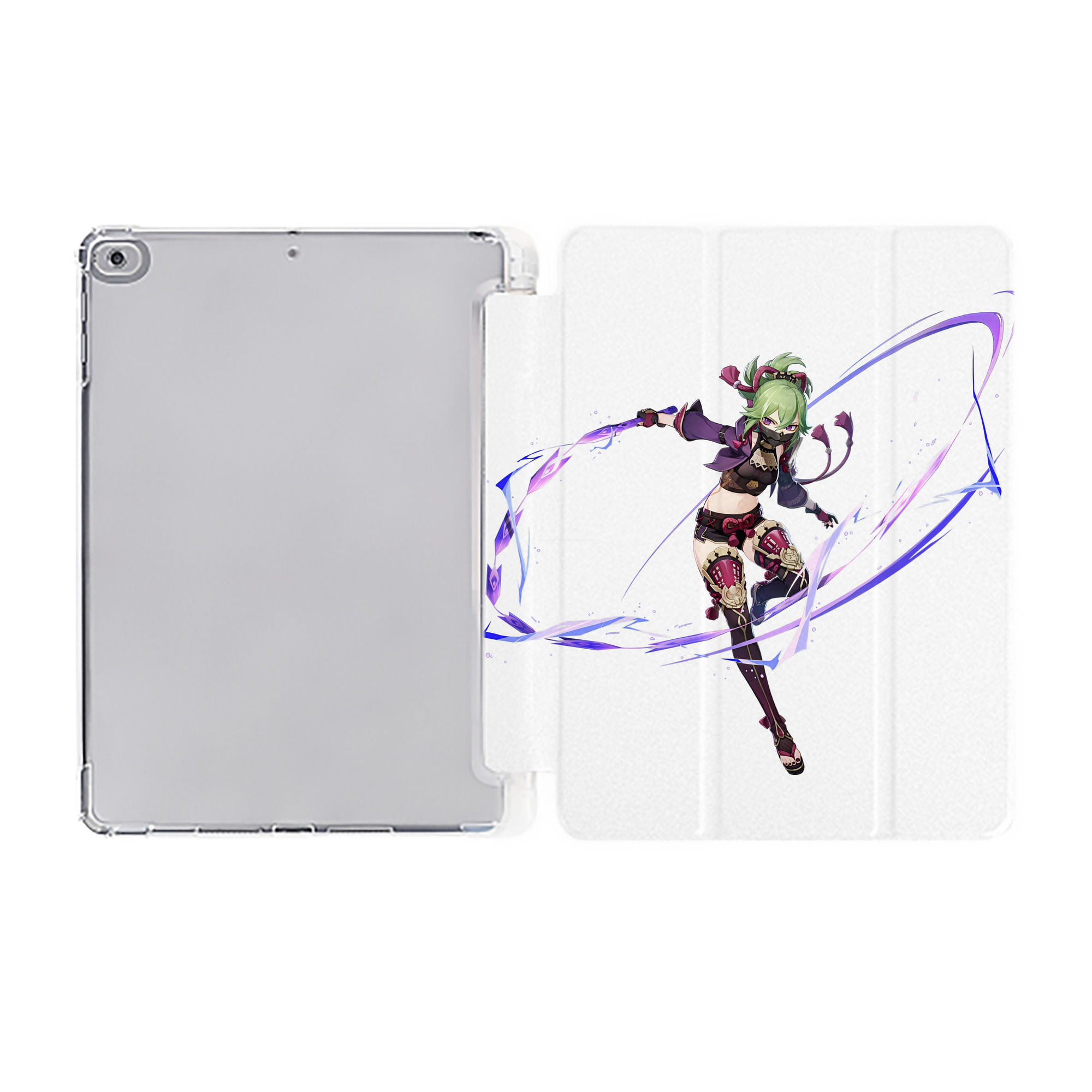 げんし神  久岐忍 くき しのぶ genshin Kuki Shinobu IPad ケース ペン収納付き 三つ折りスタンド PUレザー×シリコン 対応機種9.5/10.5/10.9インチ